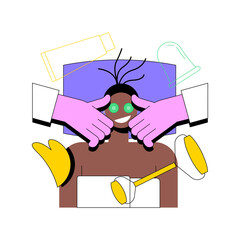 Poster - Facial massage abstract concept vector illustration. Spa treatment, face and neck lifting, professional skincare, wellness and relax, cosmetology clinic, thai salon, beauty abstract metaphor.