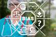 Medical concept of bias. Biases and facts. Prejudice bias Discrimination Diversity Medicine Pharmacy Patient Rights. Healthcare workers unconscious bias.