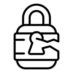 Poster - Cyber padlock icon outline vector. Stop fraud. Key money