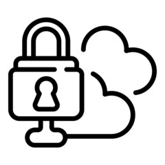 Poster - Data cloud key icon outline vector. Stop fraud. Cyber money