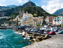 Italy, Amalfi, View To The Historic Old Town
