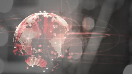 Poster - Animation of globe with network of connections over warehouse