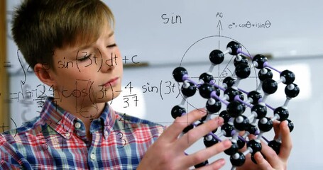 Poster - Animation of mathematical formulae over smiling schoolboy