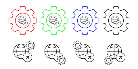 Poster - Airplane vector icon in gear set illustration for ui and ux, website or mobile application