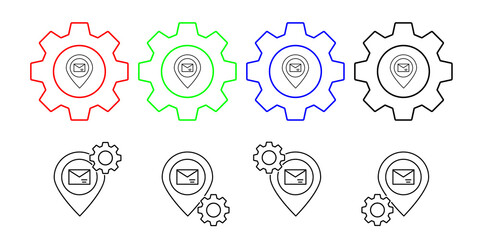 Poster - Location, message, email vector icon in gear set illustration for ui and ux, website or mobile application