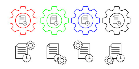 Poster - Message, clock, document vector icon in gear set illustration for ui and ux, website or mobile application