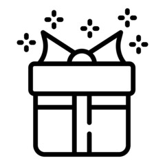 Poster - Party gift box icon outline vector. Holiday present. Bow package