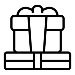 Sticker - Giftbox icon outline vector. Ribbon present. Cute party