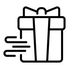 Poster - Xmas gift box icon outline vector. Birthday present. Xmas surprise