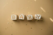 Wooden Baby Blocks on Background with Confetti 