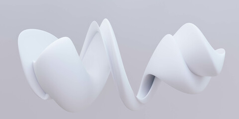 Poster - abstract white geometric organic round shape 3d render illustration