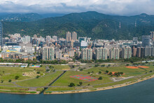Taiwan, Taipei, City AndÔøΩTamsui River, Aerial View