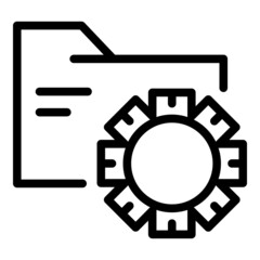 Poster - Gear folder icon outline vector. Cms web design. Graphic code