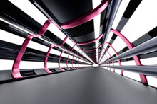 Three Dimensional Render Of Futuristic Corridor Inside Spaceship Or Space Station