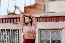 Portrait Of Young Woman Wearing Vintage Clothes
