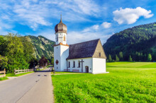 Austria, Tyrol, Small Countryside Church In Tannheimer Tal