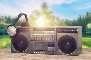 Sticker - RADIO CASSETTE PLAYER. VINTAGE FASHION FROM THE SEVENTIES AND EIGHTIES.