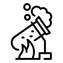 Poster - fire on test tube icon outline vector. science lab. medical equipment