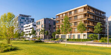 Germany, Baden-Wrttemberg, Heilbronn, Neckar, District Of Neckarbogen, New Energy Efficient Apartment Buildings