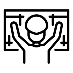 Poster - Boy 3d tour icon outline vector. Virtual camera. Digital reality