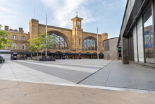 UK, England, London, Empty Square In Front Of London Kings Cross Station During COVID-19 Pandemic