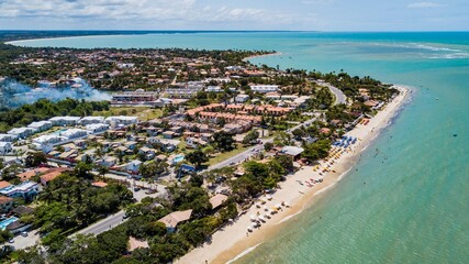 santa cruz cabrália, bahia. aerial view of mutá beach