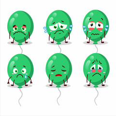 Canvas Print - Green balloons cartoon character with sad expression