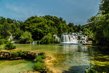 Croatia, Sibenik-Knin County, Krka National Park Waterfall In Summer