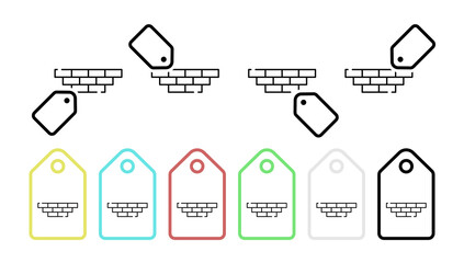 Poster - Bricks, wall vector icon in tag set illustration for ui and ux, website or mobile application