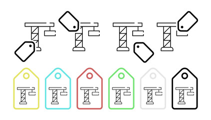 Poster - Crane vector icon in tag set illustration for ui and ux, website or mobile application