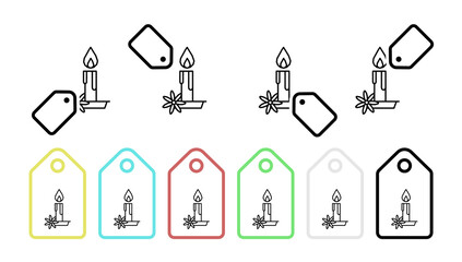 Poster - Candle, flower, flame vector icon in tag set illustration for ui and ux, website or mobile application