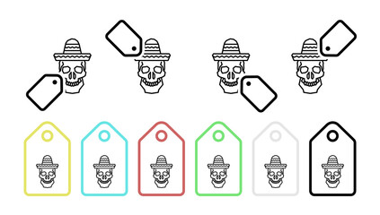 Canvas Print - Skull, hat vector icon in tag set illustration for ui and ux, website or mobile application