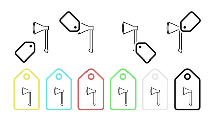Poster - Axe vector icon in tag set illustration for ui and ux, website or mobile application