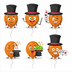 Poster - A orange balloons Magician cartoon character perform on a stage