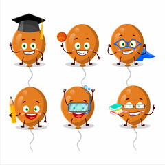 Poster - School student of orange balloons cartoon character with various expressions