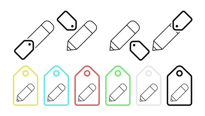 Poster - Editorial, pencil tool vector icon in tag set illustration for ui and ux, website or mobile application