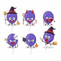 Sticker - Halloween expression emoticons with cartoon character of purple balloons