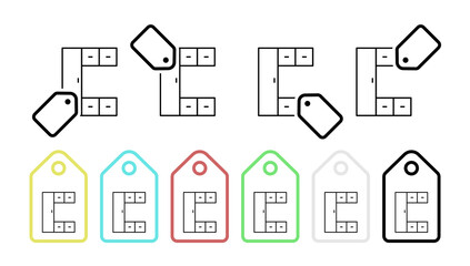 Poster - Tv table vector icon in tag set illustration for ui and ux, website or mobile application