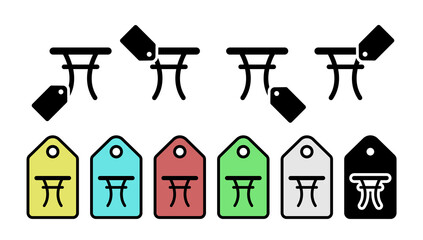 Poster - Round table glyph vector icon in tag set illustration for ui and ux, website or mobile application