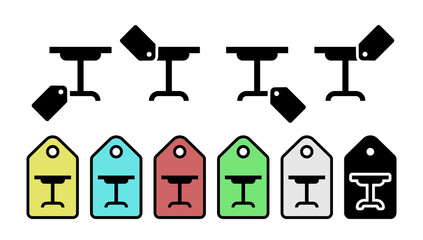 Poster - Round table glyph vector icon in tag set illustration for ui and ux, website or mobile application