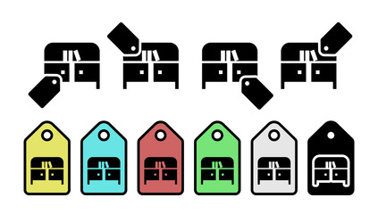 Poster - Bookcase glyph vector icon in tag set illustration for ui and ux, website or mobile application