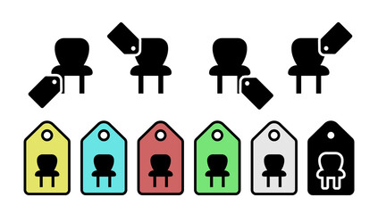 Poster - A soft chair glyph vector icon in tag set illustration for ui and ux, website or mobile application