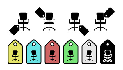 Poster - Office chair glyph vector icon in tag set illustration for ui and ux, website or mobile application