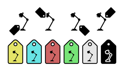 Poster - Table light glyph vector icon in tag set illustration for ui and ux, website or mobile application