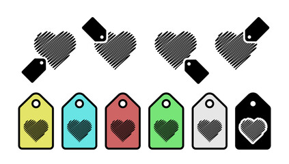 Poster - Heart line vector icon in tag set illustration for ui and ux, website or mobile application