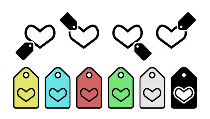 Poster - Heart outline vector icon in tag set illustration for ui and ux, website or mobile application