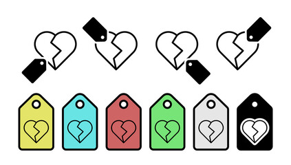 Poster - Heart outline vector icon in tag set illustration for ui and ux, website or mobile application
