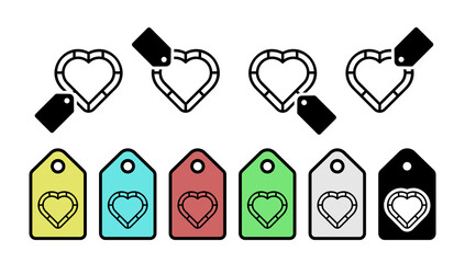 Poster - Heart outline vector icon in tag set illustration for ui and ux, website or mobile application