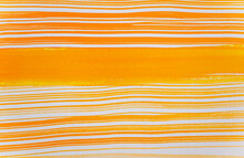 Abstract Orange Lines Watercolor Painting On White Paper