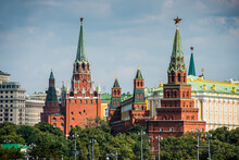Russia, Moscow, Towers Of The Kremlin